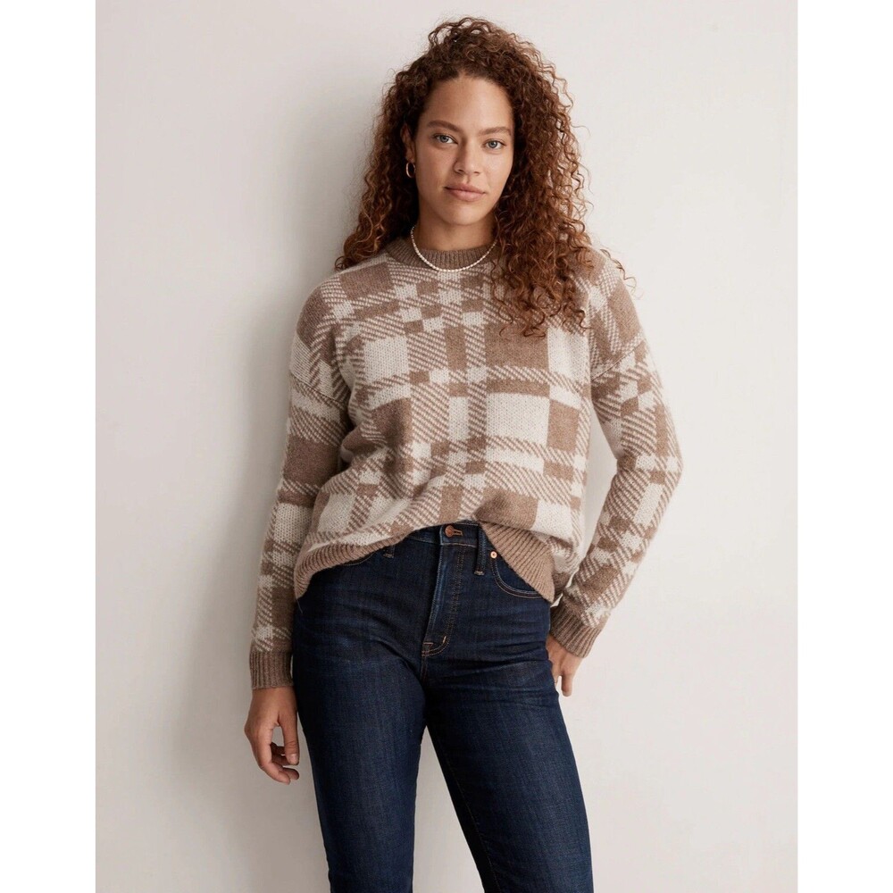MWT Madewell Plaid-Mix Alpaca Blend Hartfield Pullover Sweater Sz S